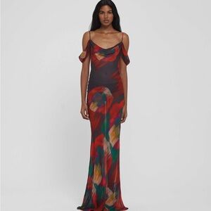 Rat & Boa Red Green Maxi Slip Dress